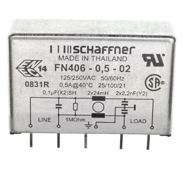 TE Connectivity Schaffner FN406-0.5-02 electronic component product image
