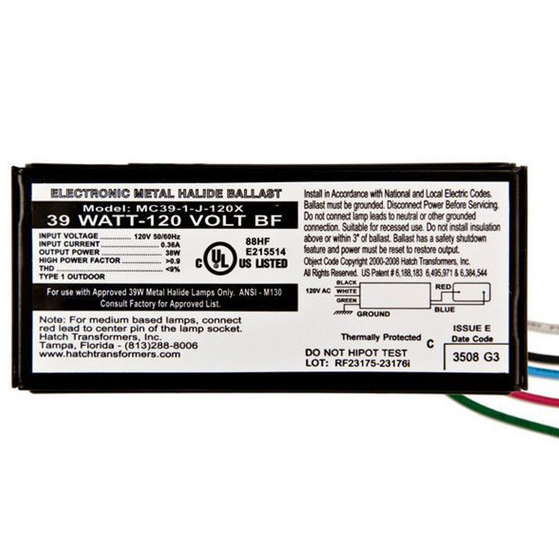 Hatch Lighting MC39-1J-120X electronic component product image