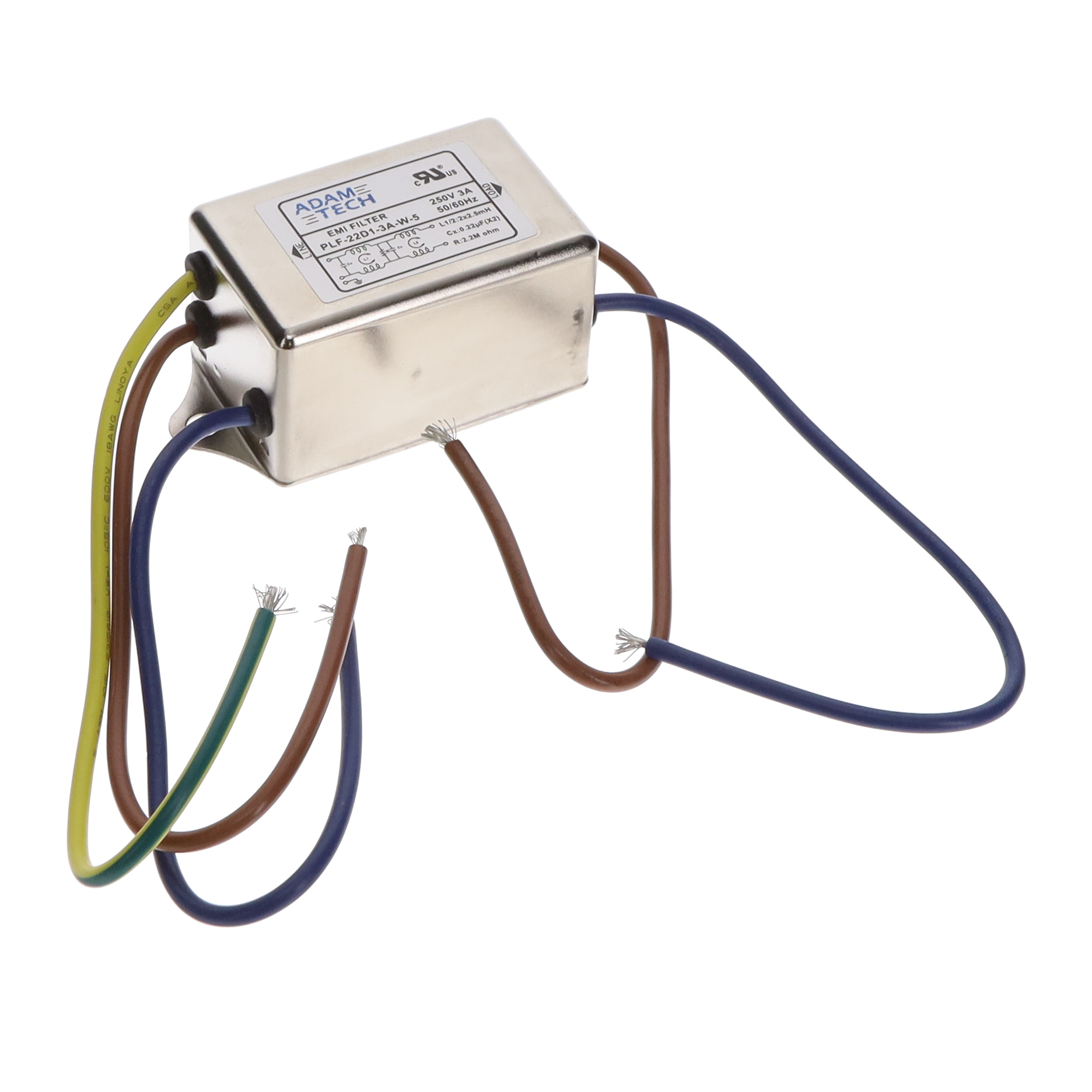 Adam Tech PLF-22D1-3A-W-5 electronic component product image