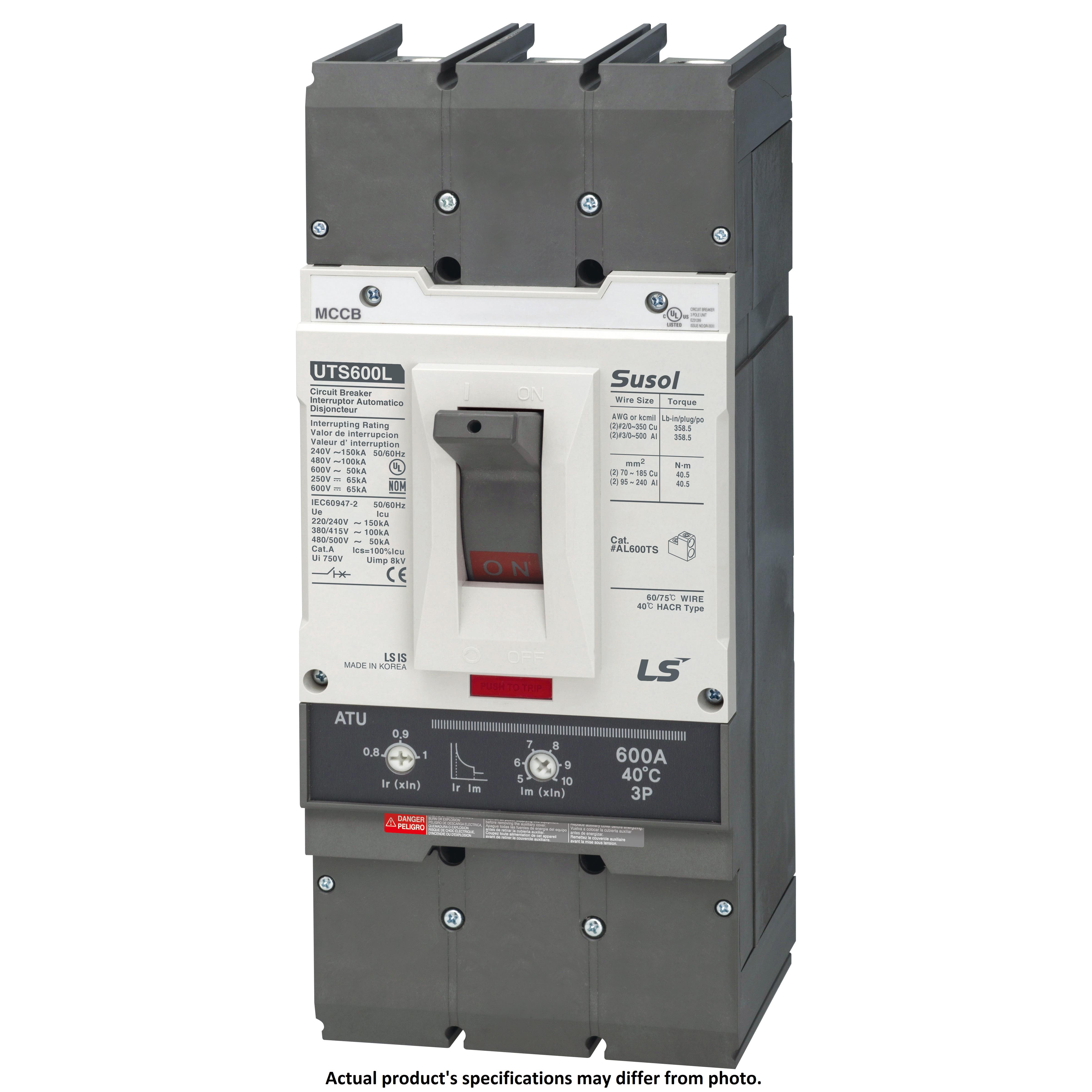LS Electric UTS600H ATU 600A 3P LL UL electronic component product image