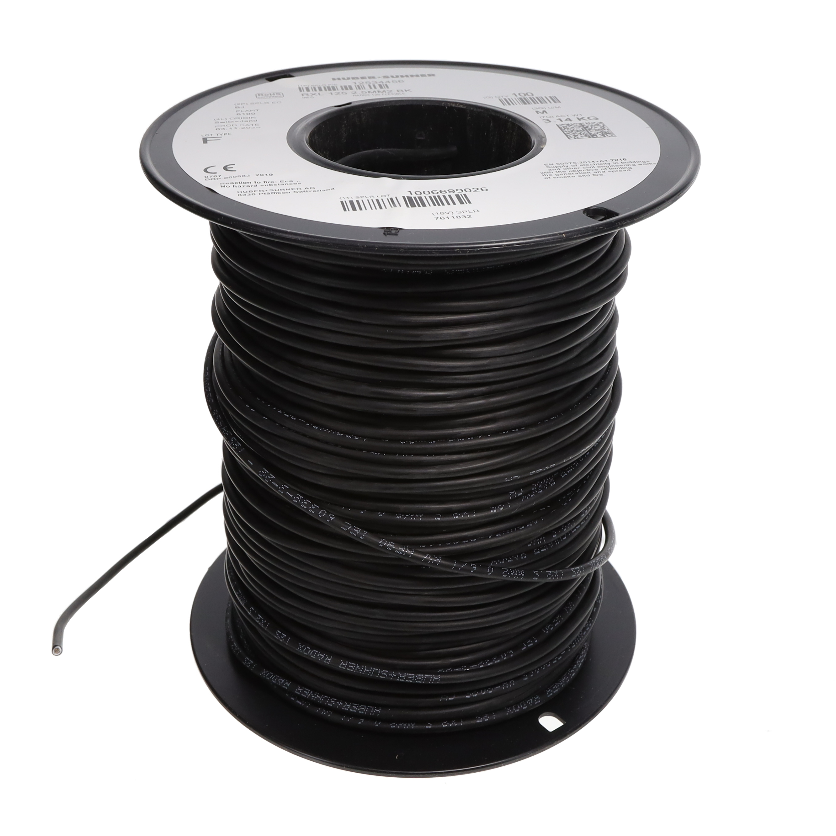 Huber+Suhner, Inc. RXL 125 2.5MM2 BK electronic component product image
