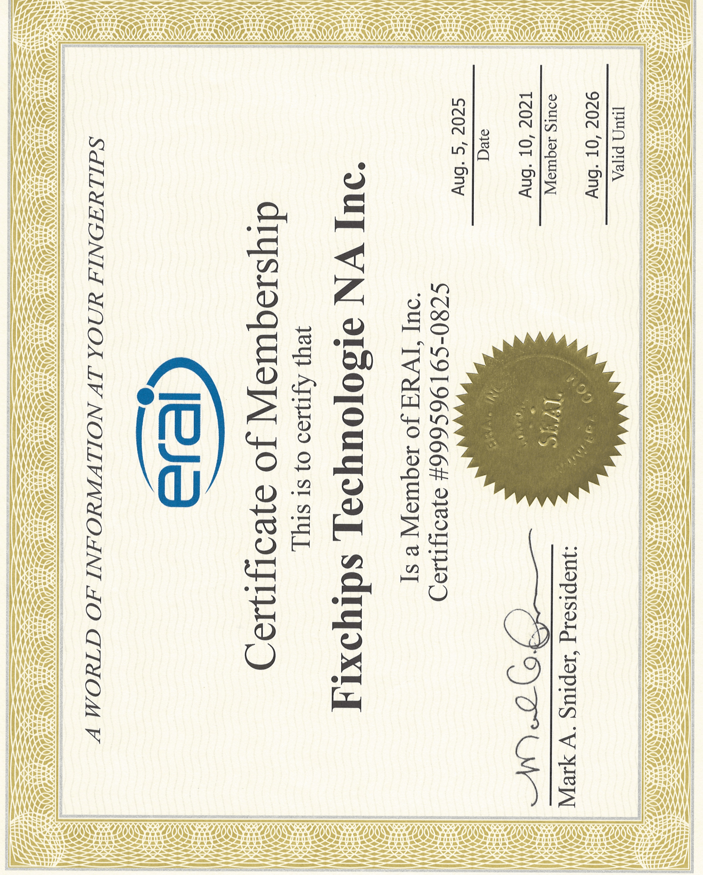 ERAI Certificate