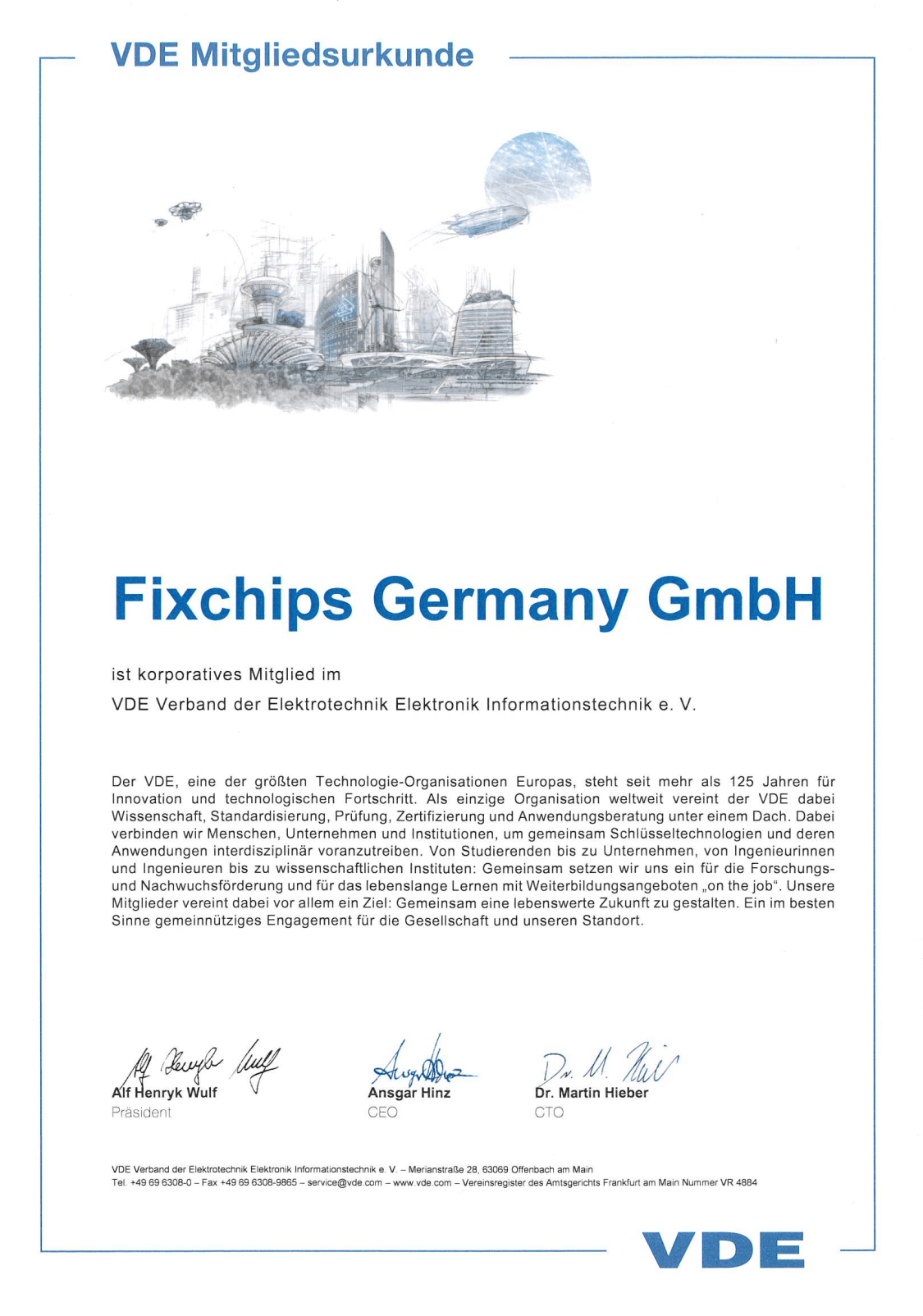 VDE Membership Certificate